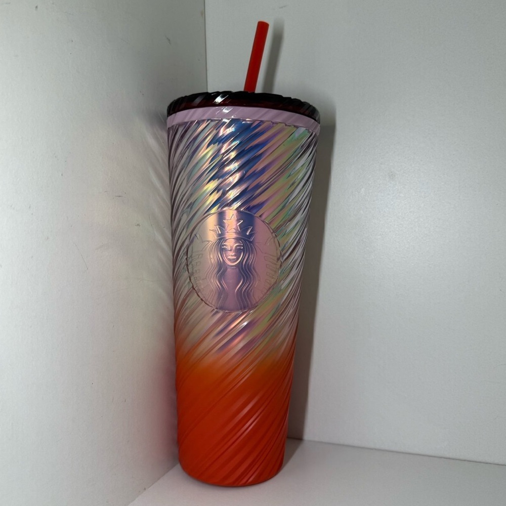 Starbucks 2025 Lilac Iridescent & Coral Frost Gradient Swirl Venti 24oz Cold Cup